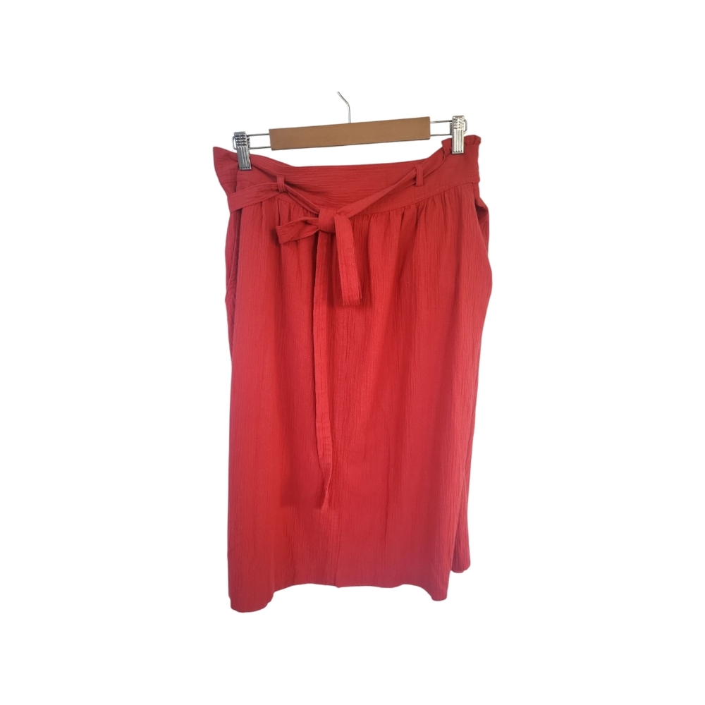 Vintage 80's Pant-her Red Cotton Midi Skirt M